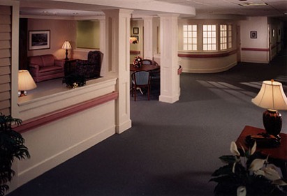 ALZHEIMER'S SPECIAL CARE UNIT LOUNGE/ LIVING ROOM OVERLOOKING CENTRAL WALKING AREA