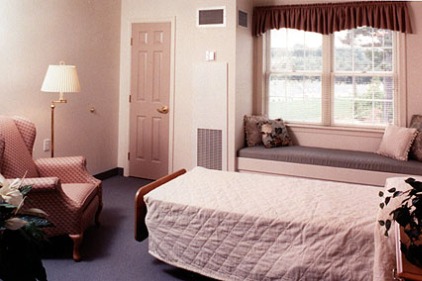 ALZHEIMER'S SPECIAL CARE UNIT TYPICAL PRIVATE ROOM, FEATURING BUILT-IN WINDOW SEAT